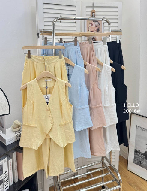 Asymmetrical Button Down Vest With Skirts Sets